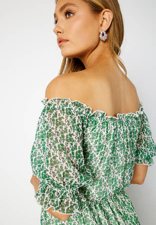 Freeda Printed off Shoulder Dress