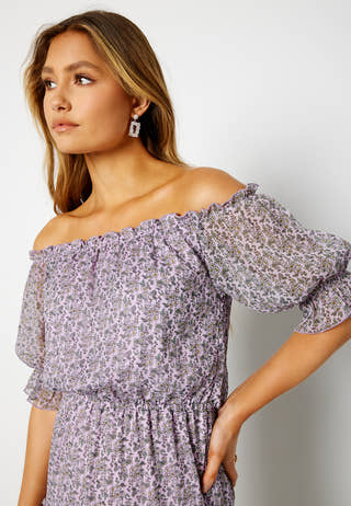 Freeda Printed off Shoulder Dress