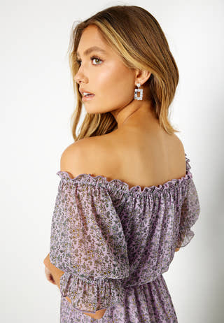 Freeda Printed off Shoulder Dress