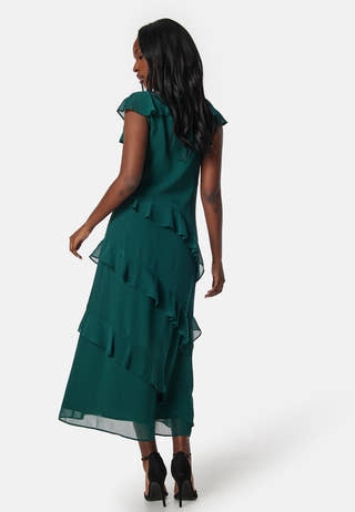 Frill Chiffon Midi Dress