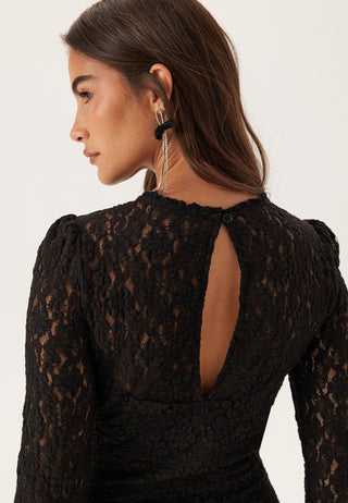 Frill Lace Long Sleeve Maxi Dress