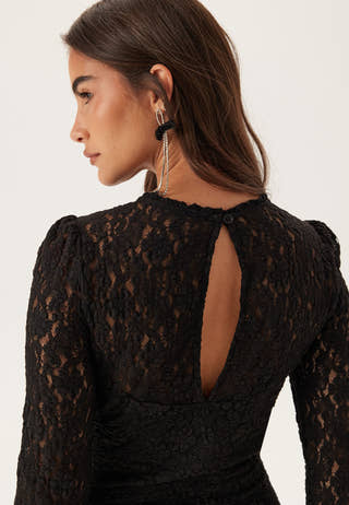 Frill Lace Long Sleeve Maxi Dress