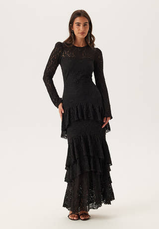 Frill Lace Long Sleeve Maxi Dress
