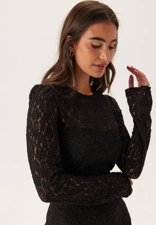 Frill Lace Long Sleeve Maxi Dress