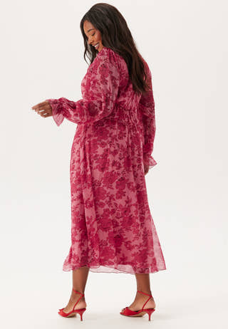 Frill L/S Chiffon Midi Dress