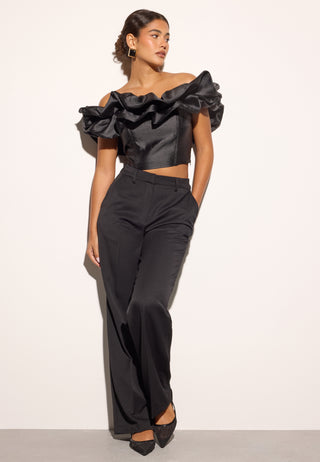 Frill Satin Off Shoulder Top