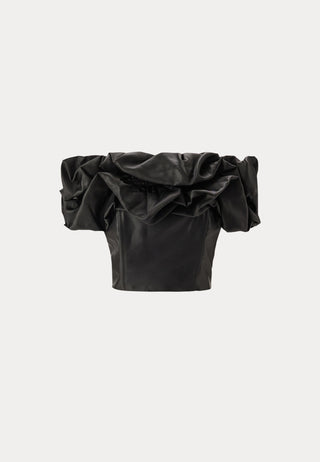 Frill Satin Off Shoulder Top