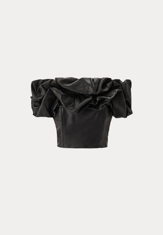 Frill Satin Off Shoulder Top