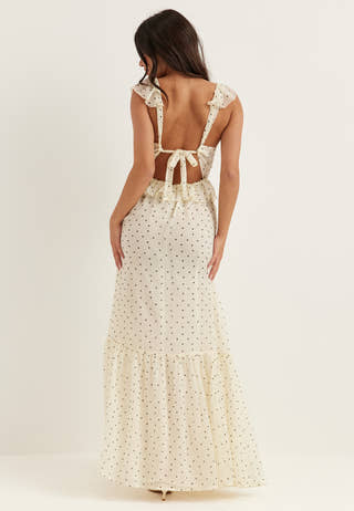 Frill Tie Back Chiffon Maxi Dress