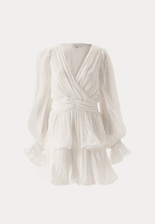 Frilled Balloon Sleeve Short Flounce Dress