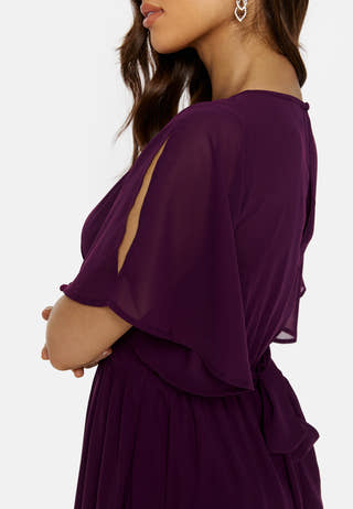 Butterfly Sleeve Chiffon Gown