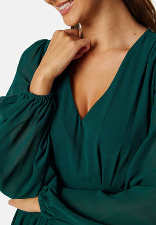 Long sleeve V-Neck Chiffon Gown