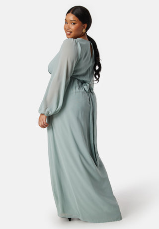Long sleeve V-Neck Chiffon Gown