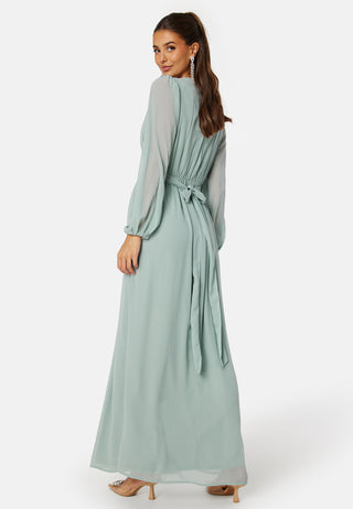 Long sleeve V-Neck Chiffon Gown