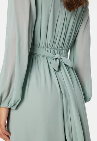 Long sleeve V-Neck Chiffon Gown