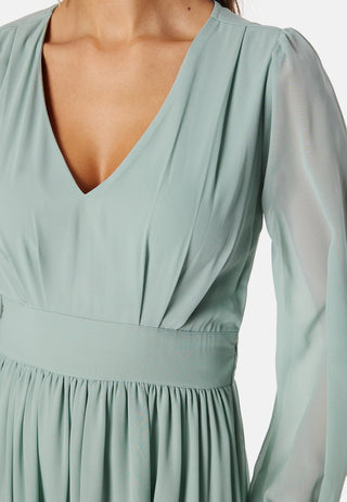 Long sleeve V-Neck Chiffon Gown