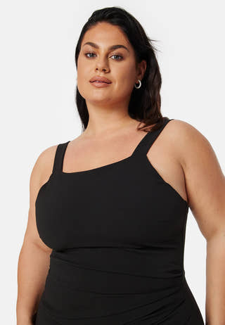 Square neck slit maxi dress