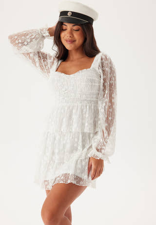 L/S Lace Frill Mini Dress