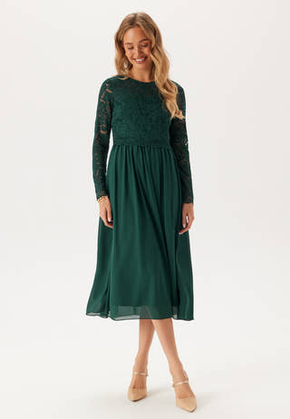 Lace Long Sleeve Midi Dress
