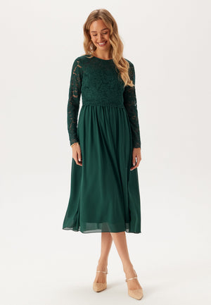 Lace Long Sleeve Midi Dress