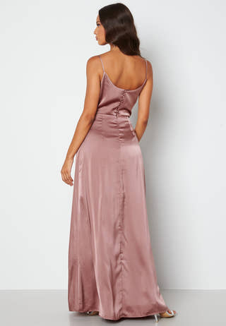 Waterfall High Slit Satin Gown