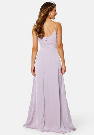 Waterfall High Slit Satin Gown