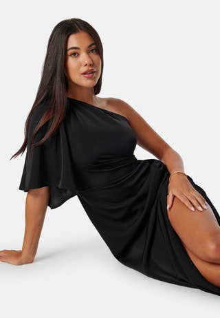 Ruched One Shoulder Midi Dress