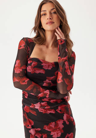 Mesh Ruched Ankle Dress