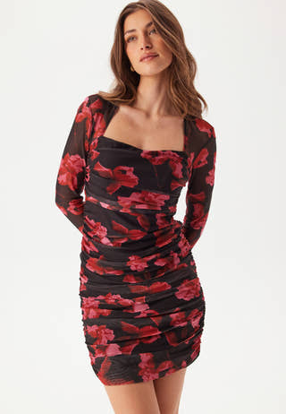 Mesh Ruched Short Dress