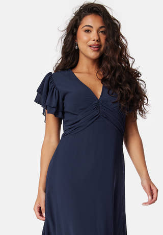 Flounce Sleeve Chiffon Dress