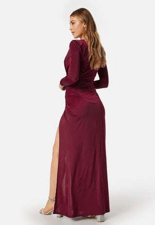 Slit V-neck stretchy gown