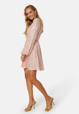 Sequin Balloon Sleeve Dress