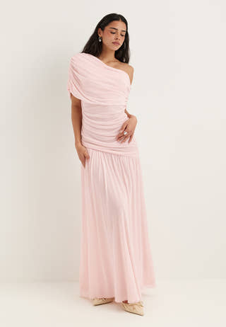 Off Shoulder Mesh Maxi Dress