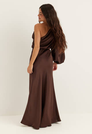 One Shoulder Satin Gown