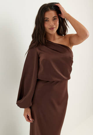 One Shoulder Satin Gown