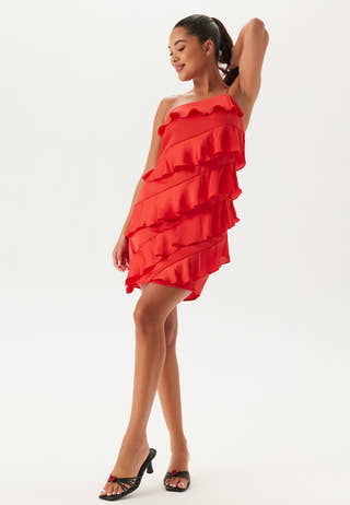 One shoulder Short Frill Dress