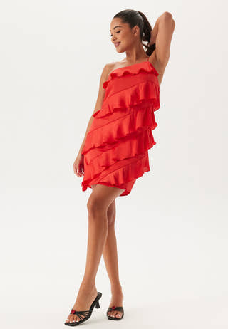 One shoulder Short Frill Dress