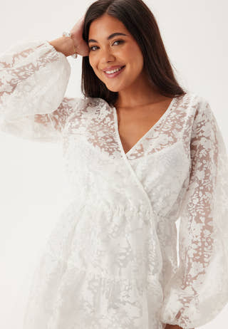 Overlap Balloon Sleeve Dress