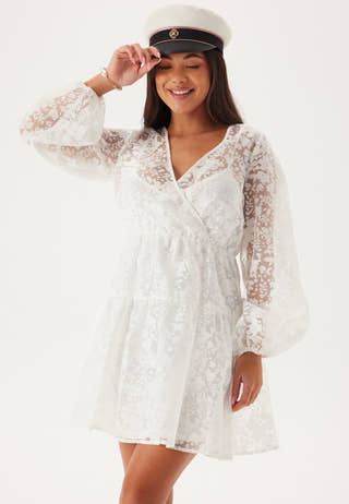 Overlap Balloon Sleeve Dress