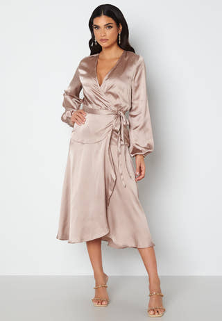 Priya Satin Wrap Midi Dress
