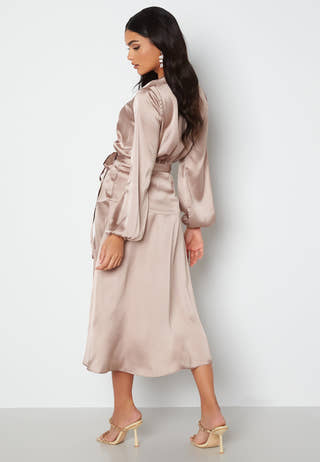 Priya Satin Wrap Midi Dress