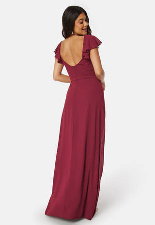 Butterfly Sleeve Draped Chiffon Gown