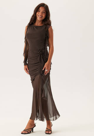 Ruched Frill Ankle Dress