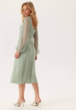 Ruched L/S Midi Dress