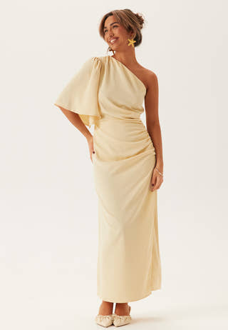 Ruched One Shoulder Midi Dress