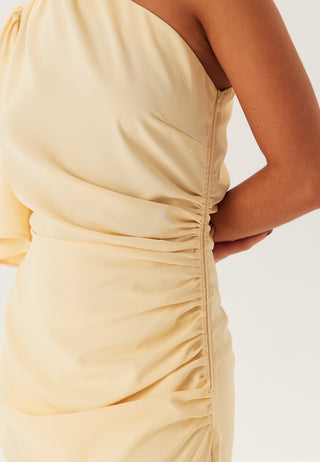 Ruched One Shoulder Midi Dress