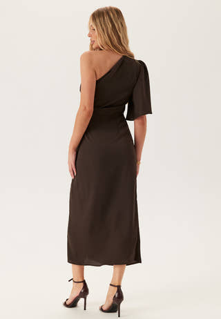 Ruched One Shoulder Midi Dress