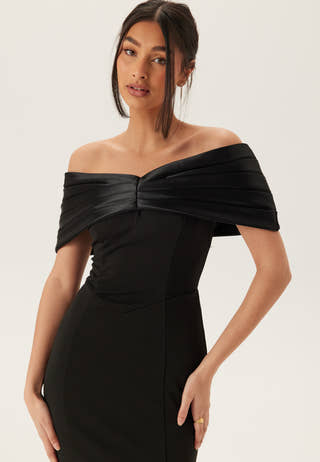 Satin Bow Off Shoulder Gown