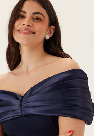 Satin Bow Off Shoulder Gown