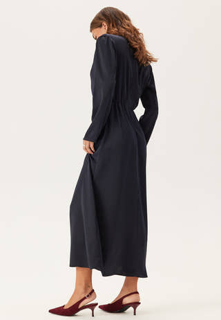 Satin Cowl Neck Midi Dress